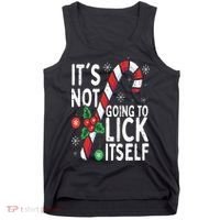 Funny Christmas Candy Cane It's Not Going To Lick Itself Tank Top thumb 0