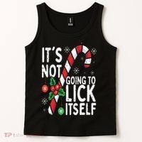 Funny Christmas Candy Cane It's Not Going To Lick Itself Tank Top thumb 2