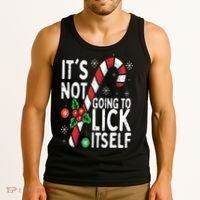 Funny Christmas Candy Cane It's Not Going To Lick Itself Tank Top thumb 3