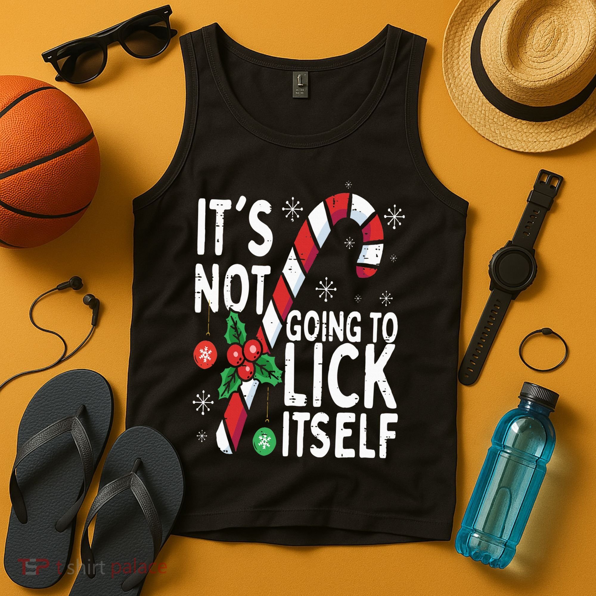 Funny Christmas Candy Cane It's Not Going To Lick Itself Tank Top