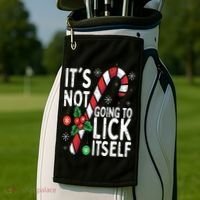 Funny Christmas Candy Cane It's Not Going To Lick Itself Golf Towel thumb 2