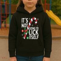 Funny Christmas Candy Cane It's Not Going To Lick Itself Kids Hoodie thumb 3