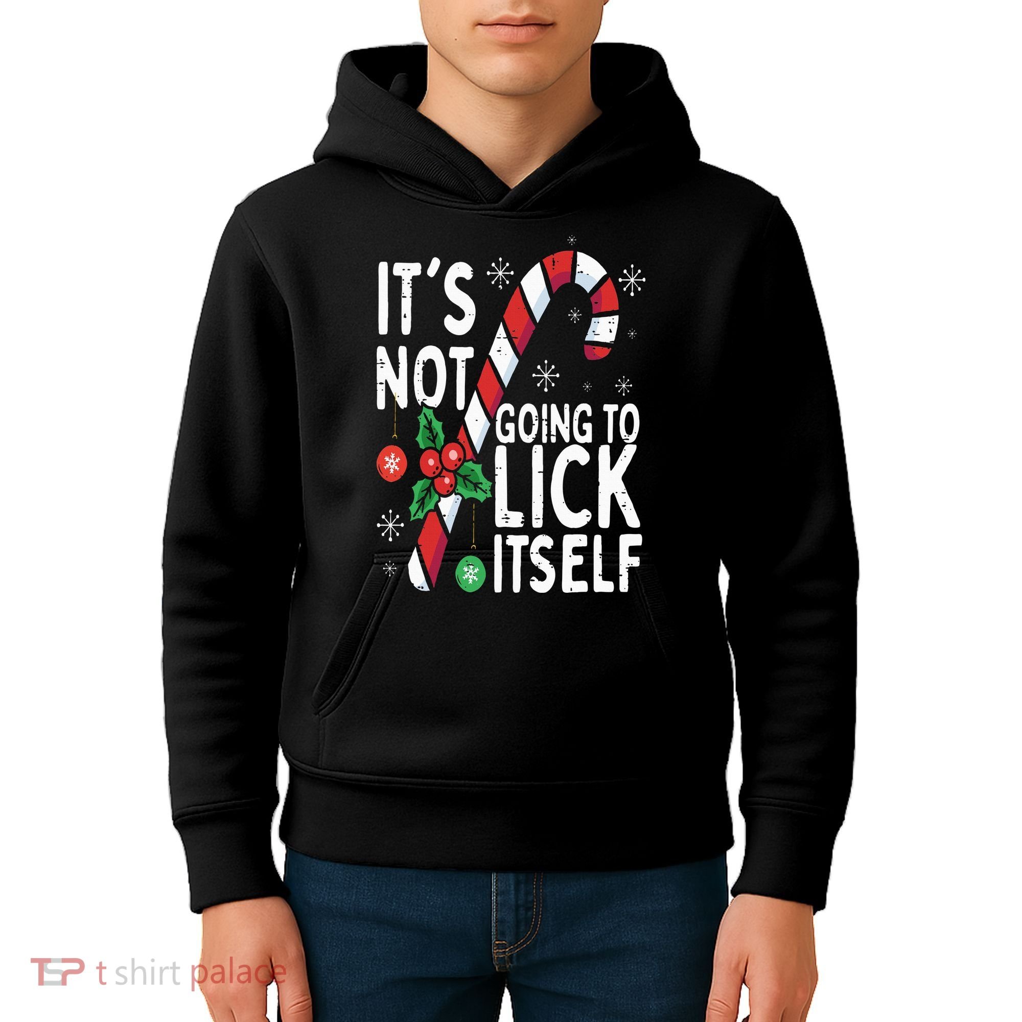 Funny Christmas Candy Cane It's Not Going To Lick Itself Kids Hoodie