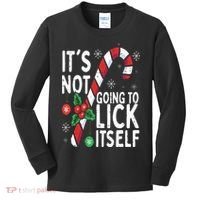 Funny Christmas Candy Cane It's Not Going To Lick Itself Kids Long Sleeve Shirt thumb 0