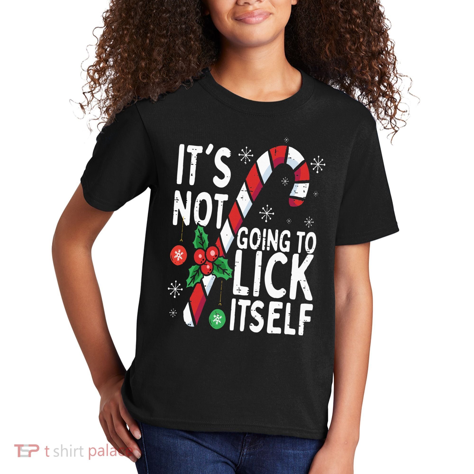 Funny Christmas Candy Cane It's Not Going To Lick Itself Kids T-Shirt