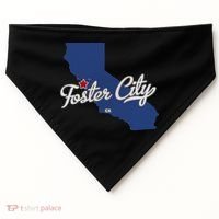Foster City California CA Map USA-Made Doggie Bandana thumb 0