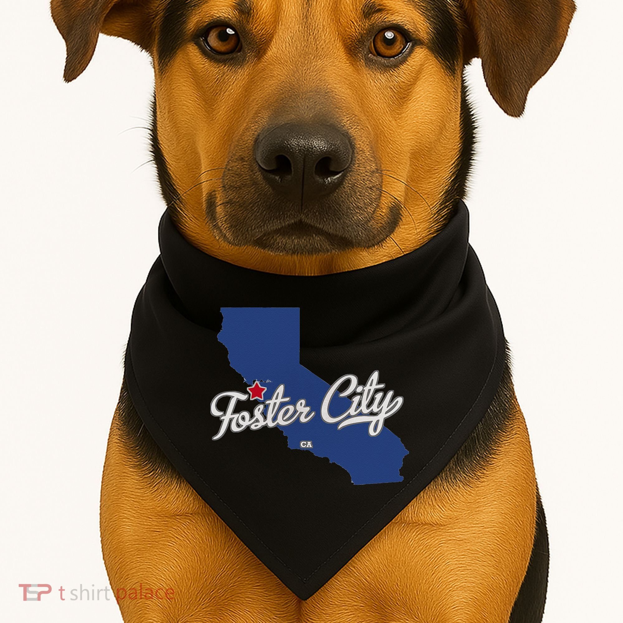 Foster City California CA Map USA-Made Doggie Bandana