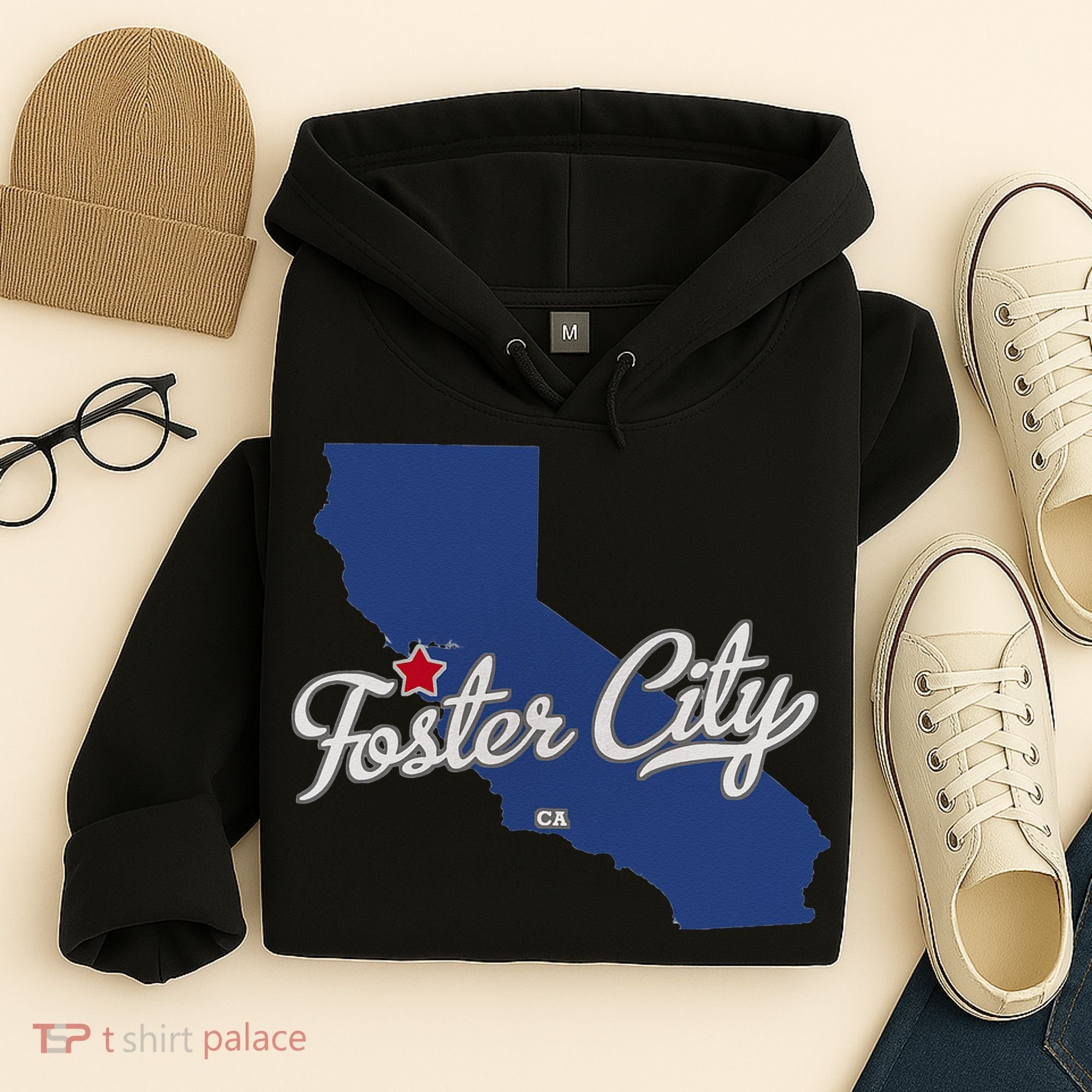 Foster City California CA Map Hoodie