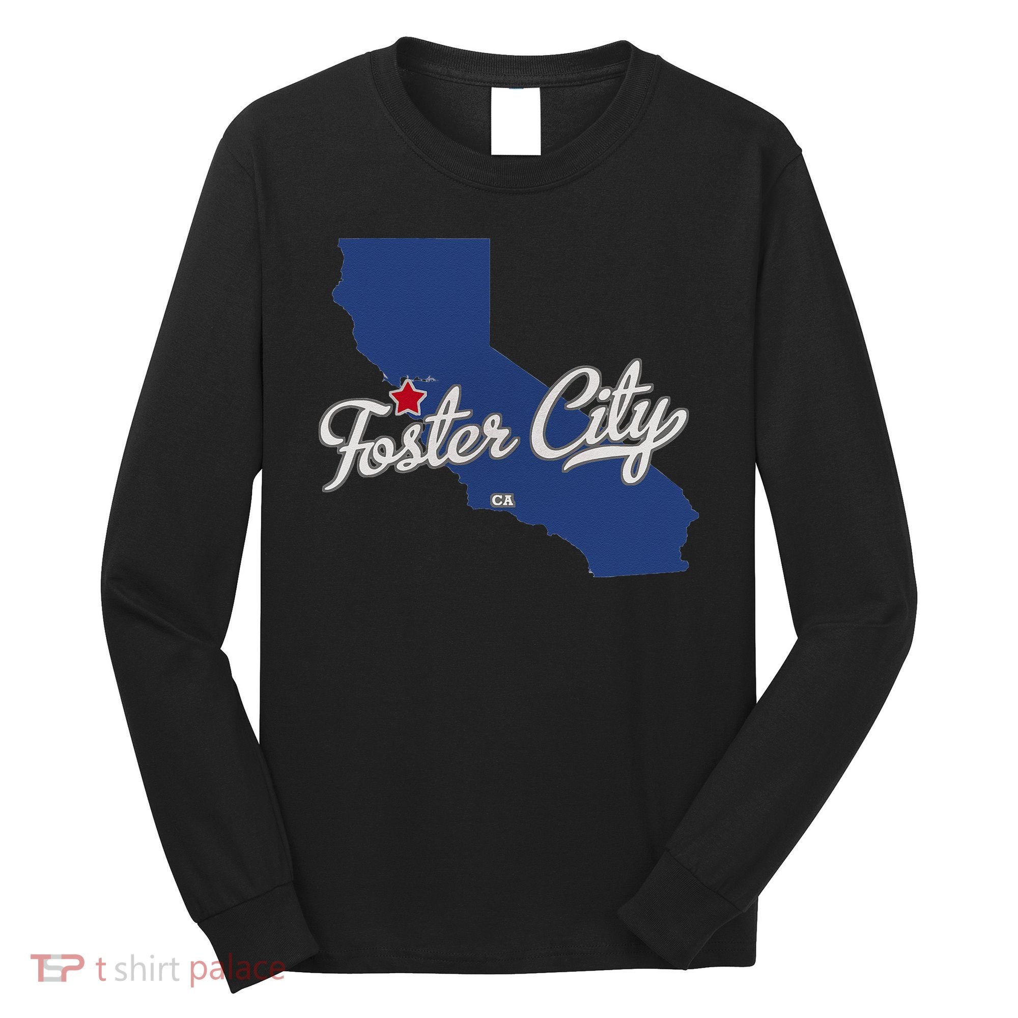 Foster City California CA Map Long Sleeve Shirt