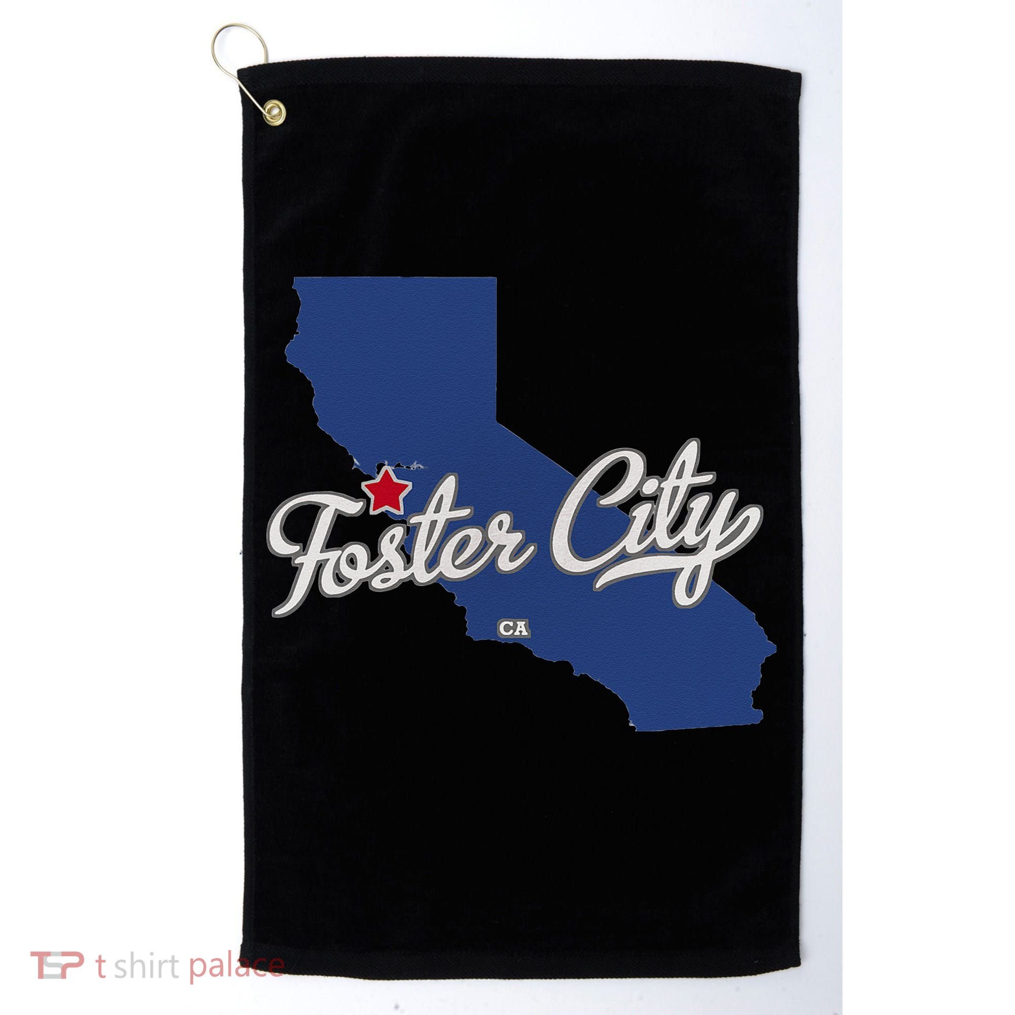Foster City California CA Map Golf Towel