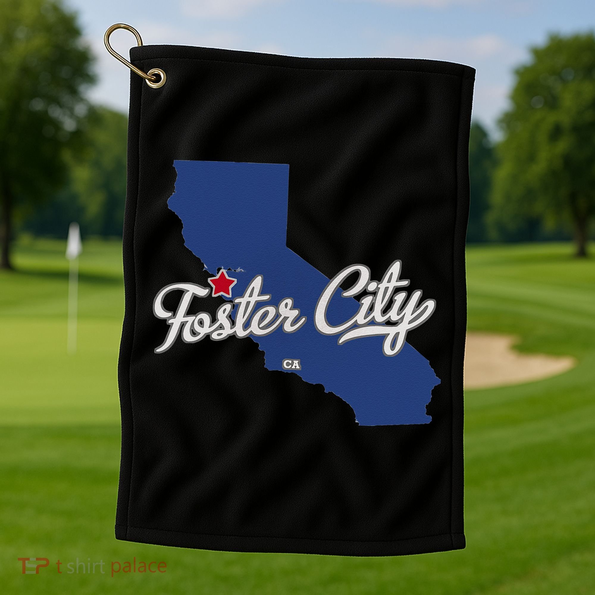 Foster City California CA Map Golf Towel