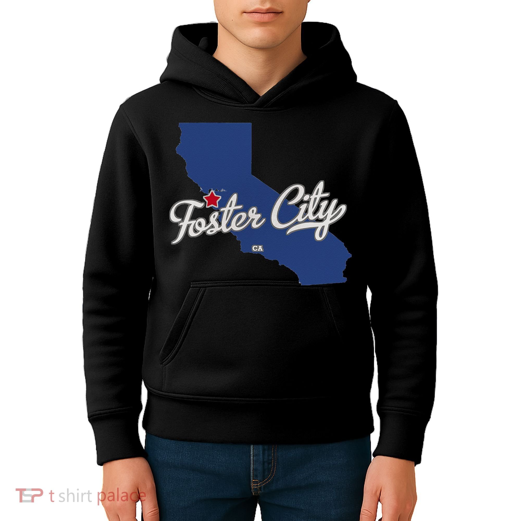Foster City California CA Map Kids Hoodie