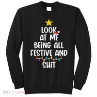 Funny Cat Christmas Look At Me Being All Festive Shit Xmas Sweatshirt thumb 0