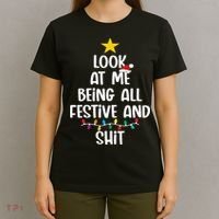 Funny Cat Christmas Look At Me Being All Festive Shit Xmas T-Shirt thumb 4