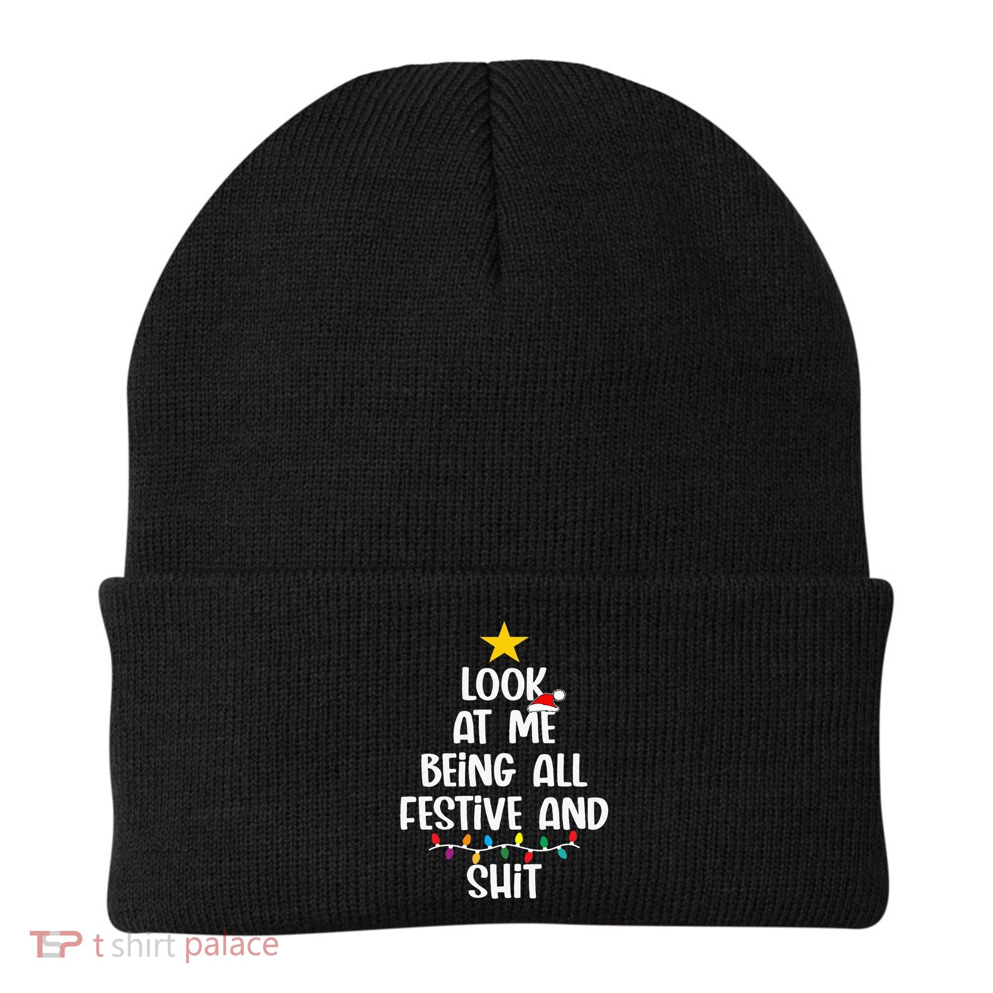 Funny Cat Christmas Look At Me Being All Festive Shit Xmas Beanie