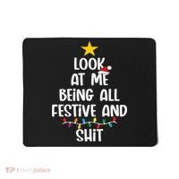 Funny Cat Christmas Look At Me Being All Festive Shit Xmas Mousepad thumb 0