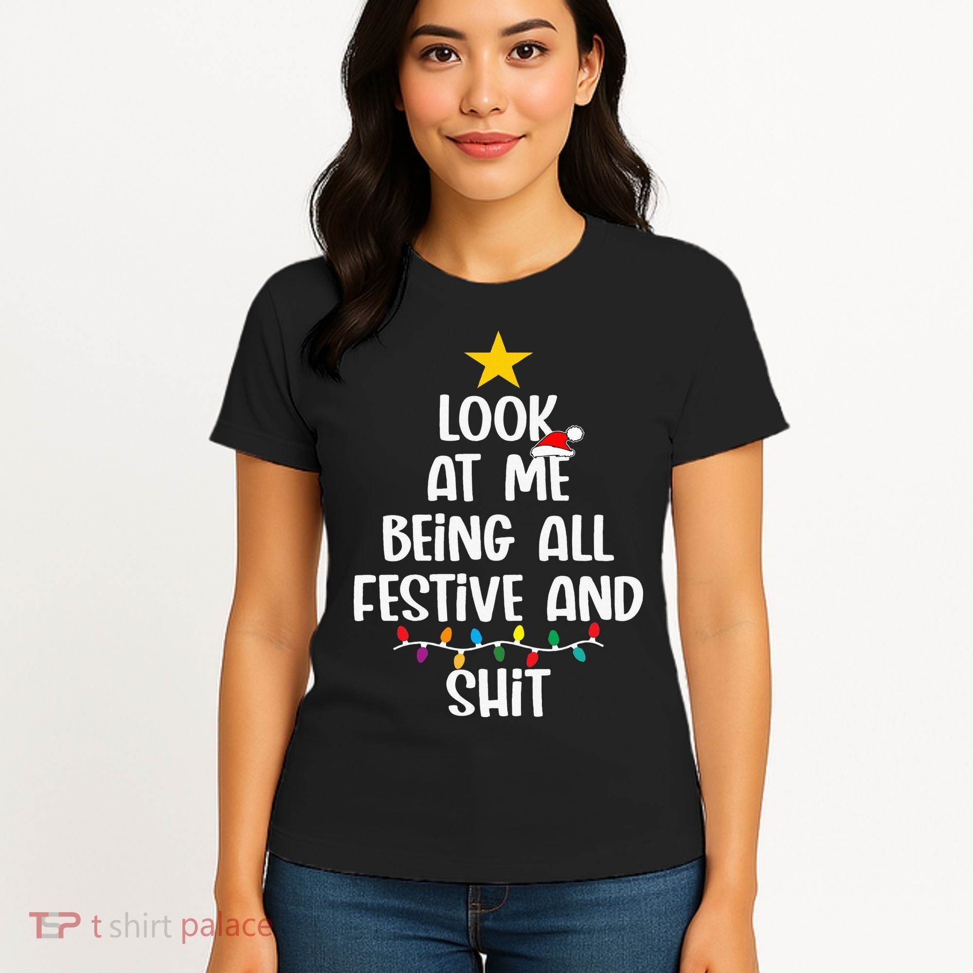Funny Cat Christmas Look At Me Being All Festive Shit Xmas Women's T-Shirt