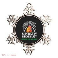 Funny Crazy Chicken Farmer Lady Women Ornament thumb 0
