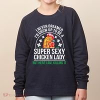 Funny Crazy Chicken Farmer Lady Women Women's Sweatshirt thumb 0