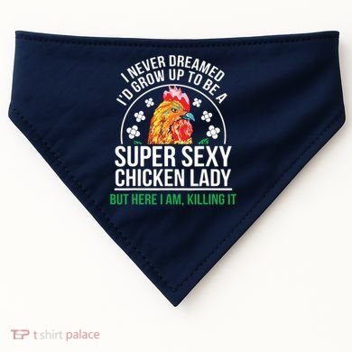 Funny Crazy Chicken Farmer Lady Women USA-Made Doggie Bandana