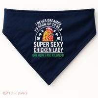 Funny Crazy Chicken Farmer Lady Women USA-Made Doggie Bandana thumb 0