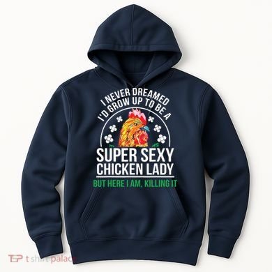 Funny Crazy Chicken Farmer Lady Women Hoodie