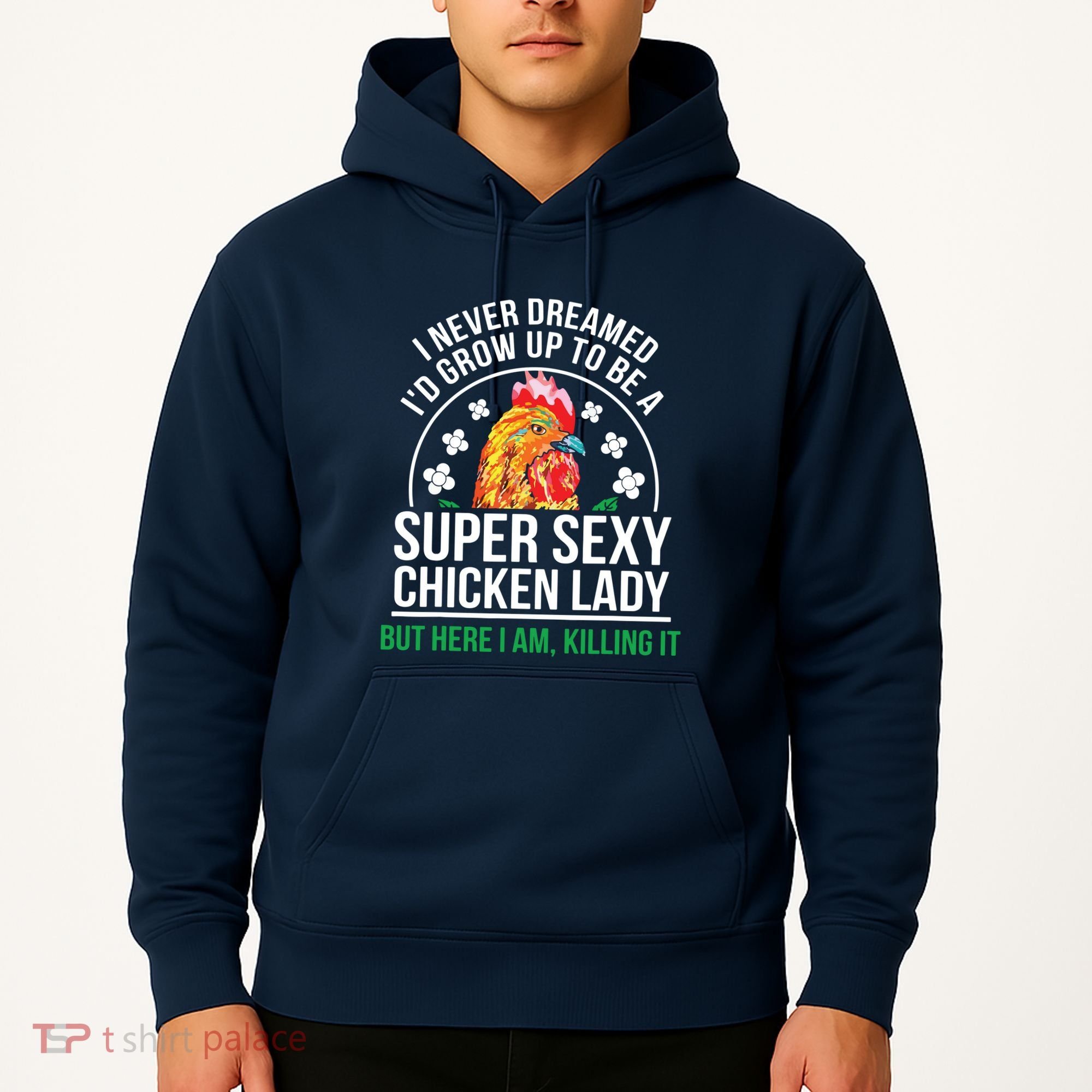 Funny Crazy Chicken Farmer Lady Women Hoodie