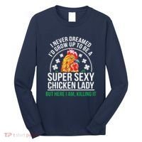 Funny Crazy Chicken Farmer Lady Women Long Sleeve Shirt thumb 0