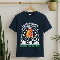 Funny Crazy Chicken Farmer Lady Women T-Shirt thumb 2