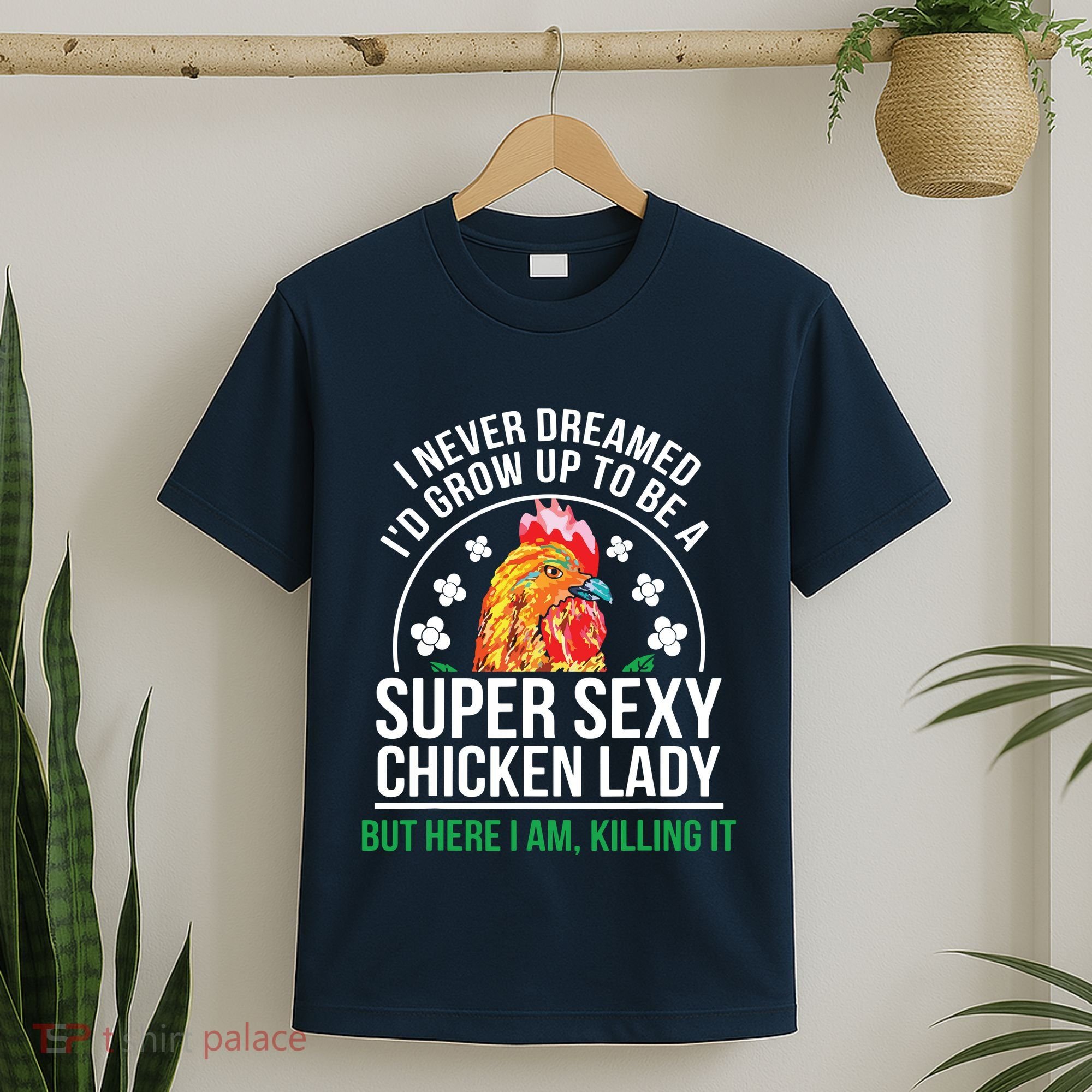 Funny Crazy Chicken Farmer Lady Women T-Shirt