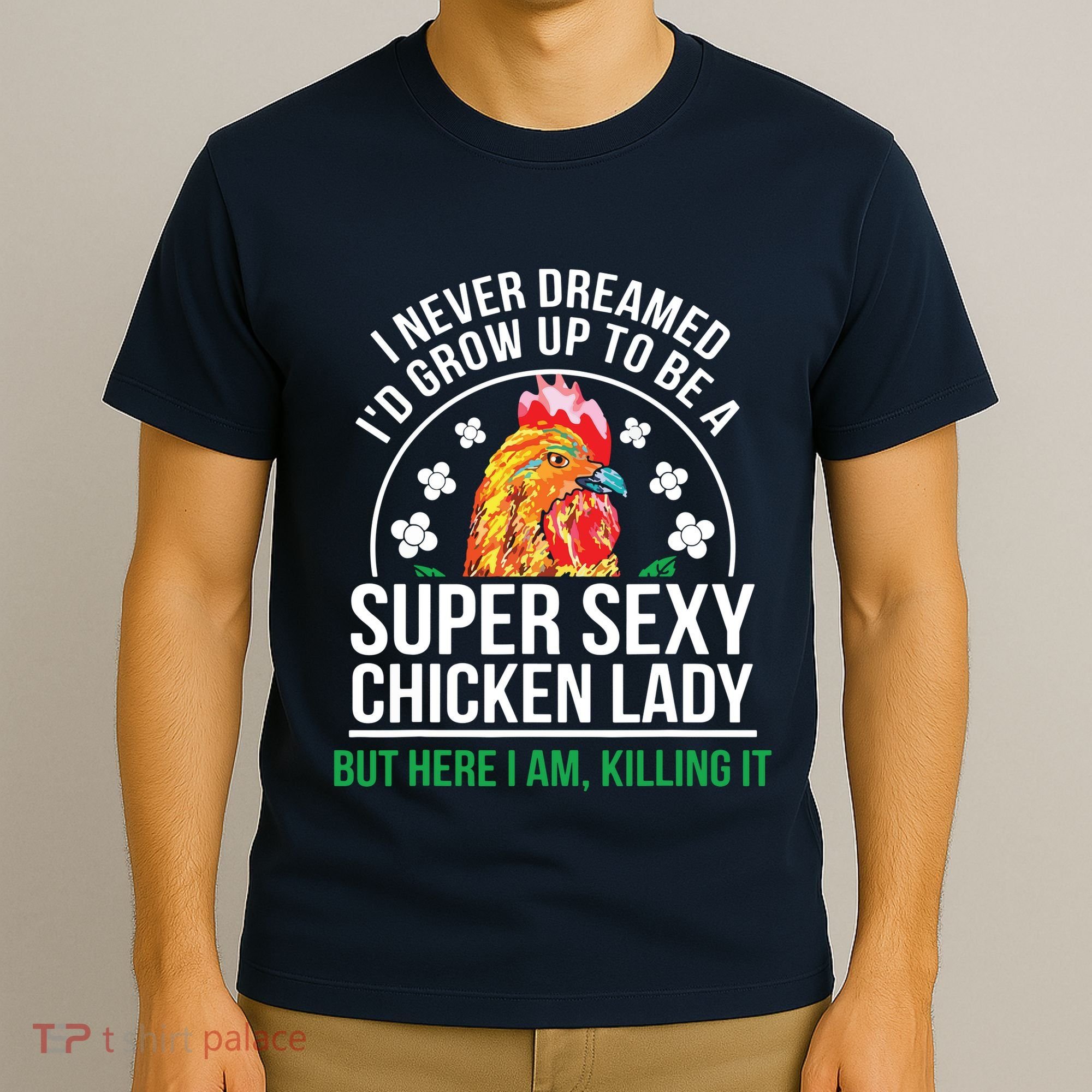 Funny Crazy Chicken Farmer Lady Women T-Shirt