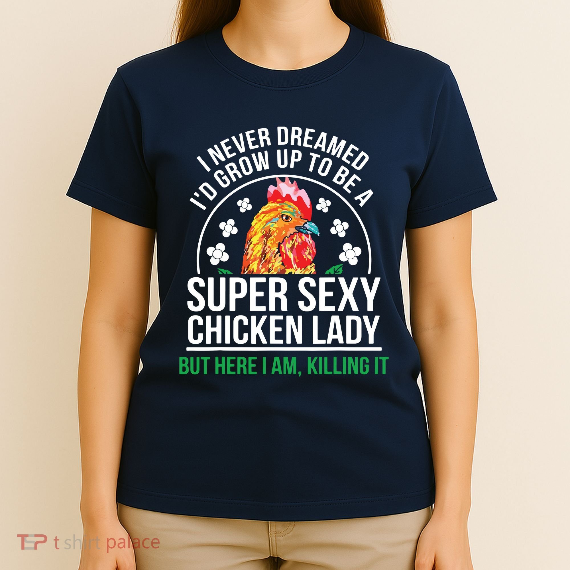 Funny Crazy Chicken Farmer Lady Women T-Shirt