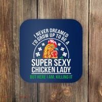 Funny Crazy Chicken Farmer Lady Women Coaster thumb 0