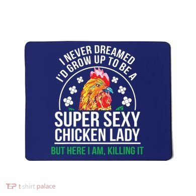 Funny Crazy Chicken Farmer Lady Women Mousepad