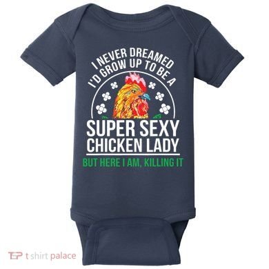 Funny Crazy Chicken Farmer Lady Women Baby Bodysuit