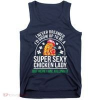 Funny Crazy Chicken Farmer Lady Women Tank Top thumb 0