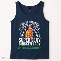 Funny Crazy Chicken Farmer Lady Women Tank Top thumb 2
