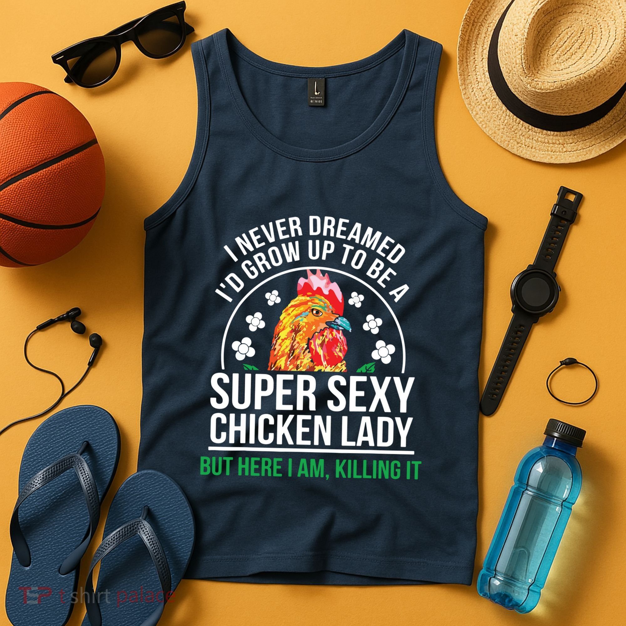 Funny Crazy Chicken Farmer Lady Women Tank Top