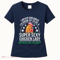 Funny Crazy Chicken Farmer Lady Women Women's T-Shirt thumb 0