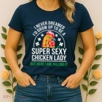 Funny Crazy Chicken Farmer Lady Women Women's T-Shirt thumb 2