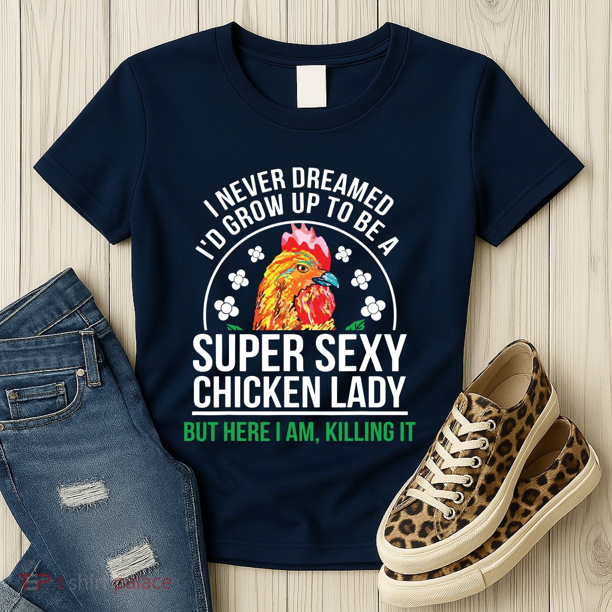 Funny Crazy Chicken Farmer Lady Women Women's T-Shirt