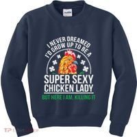 Funny Crazy Chicken Farmer Lady Women Kids Sweatshirt thumb 0