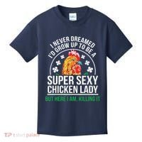 Funny Crazy Chicken Farmer Lady Women Kids T-Shirt thumb 0