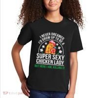 Funny Crazy Chicken Farmer Lady Women Kids T-Shirt thumb 2