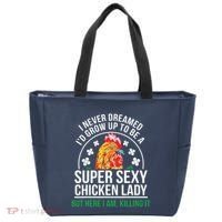 Funny Crazy Chicken Farmer Lady Women Tote Bag thumb 0