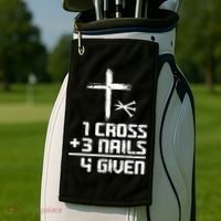 Funny Christian Cross Faith 1 Cross 3 Nails 4 Given Golf Towel thumb 2
