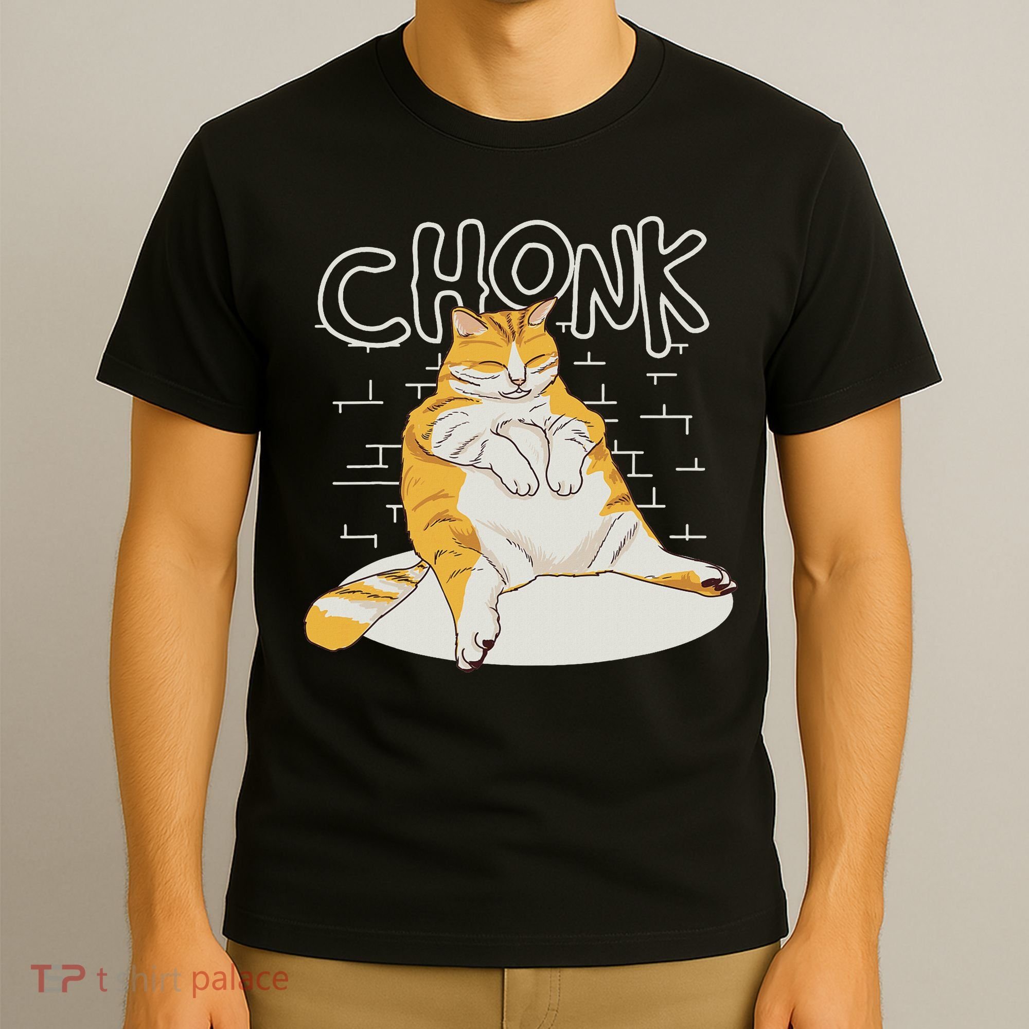 Fat Cat Chonk Scale Chonky Meme Chonker Cat T-Shirt