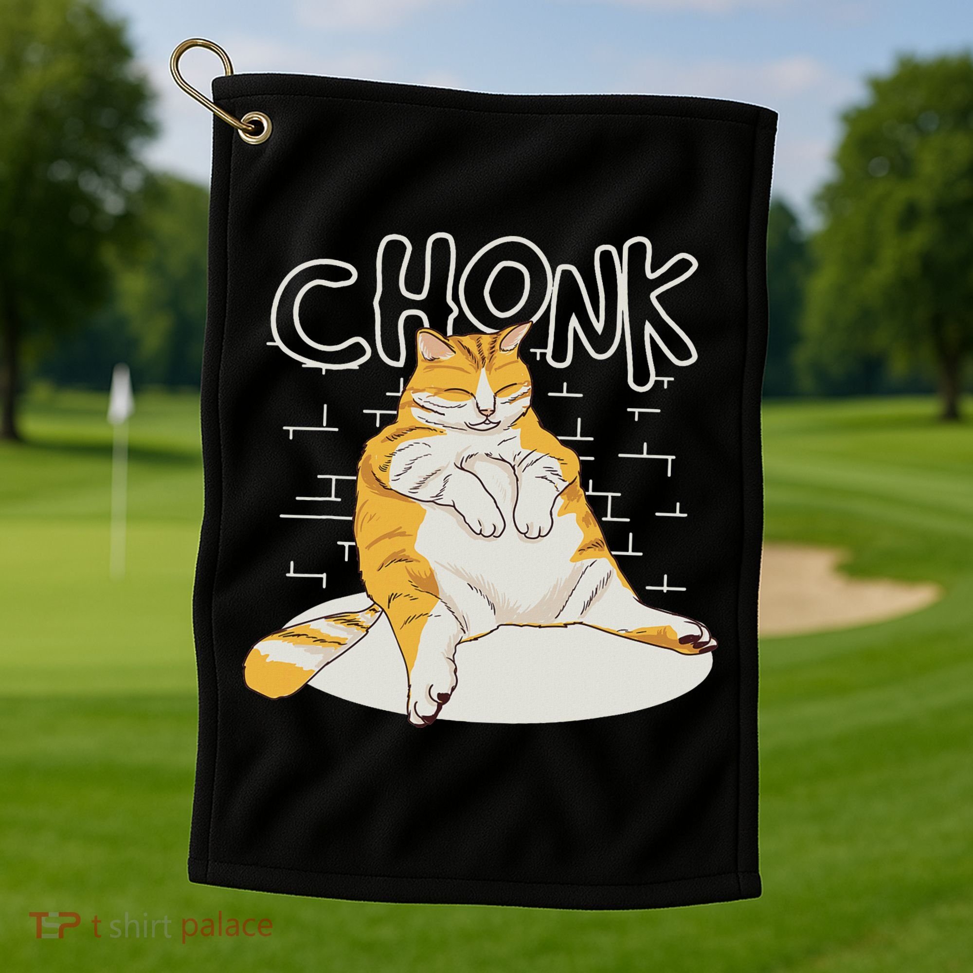 Fat Cat Chonk Scale Chonky Meme Chonker Cat Golf Towel