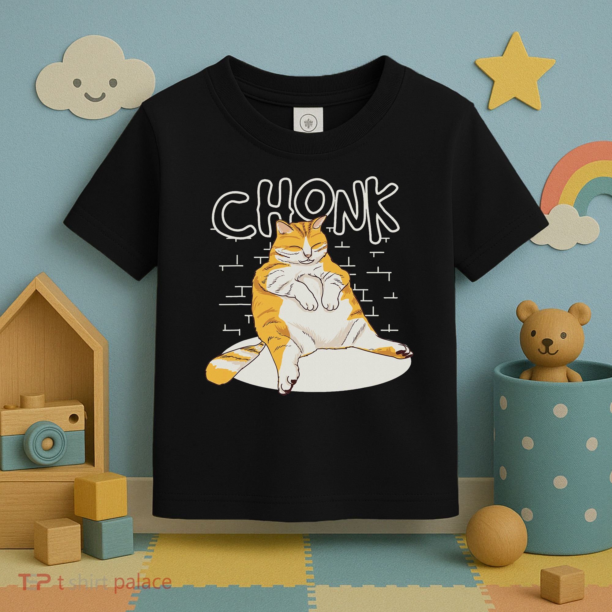 Fat Cat Chonk Scale Chonky Meme Chonker Cat Toddler T-Shirt