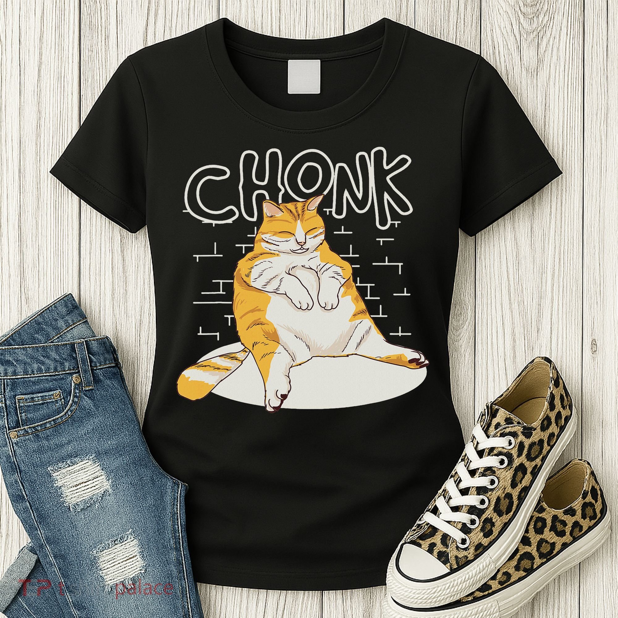 Fat Cat Chonk Scale Chonky Meme Chonker Cat Women's T-Shirt